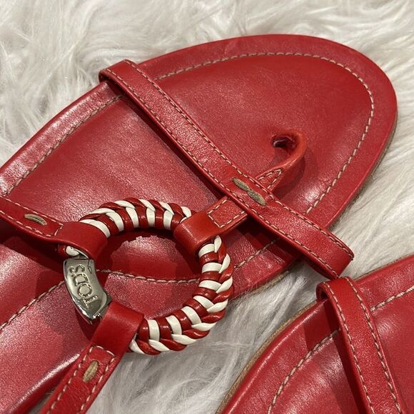 Tod’s Red Leather Sandals Sz 9 1/2 - Picture 12 of 13